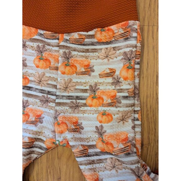 Handmade Toddler Girls 12/18 Fall Pumpkin Bell Bottom Pants By Sunflower - Picture 2 of 3